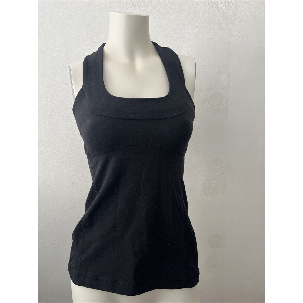 Lululemon Black Tank 4 Sleeveless Halter Racerback Mesh Yoga Fitness Tennis Walk